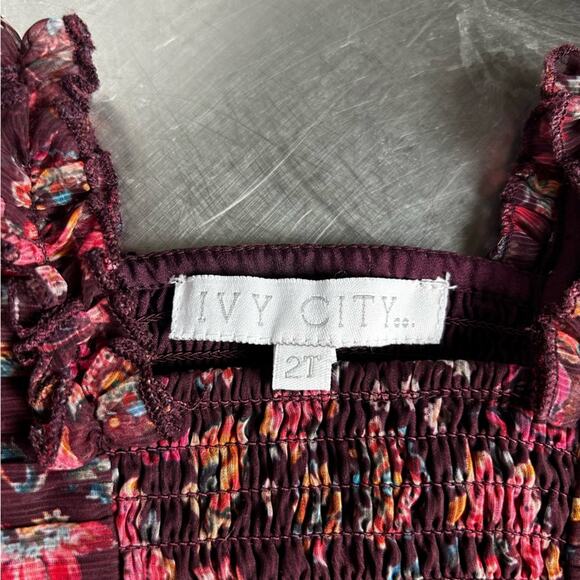 Ivy City Co Mini Stephanie Top Dramatic Puff Sleeve Square Neck Smocked Blouse 2 - Picture 3 of 6